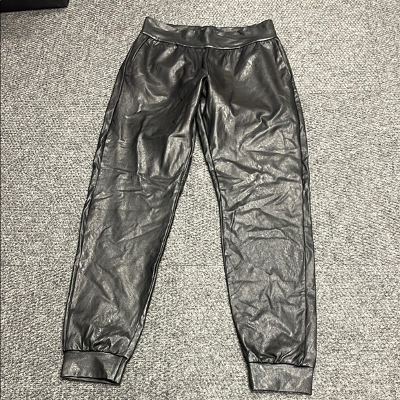 Commando Faux Leather Smocked Jogger Pants Size Small Black - Picture 1 of 5